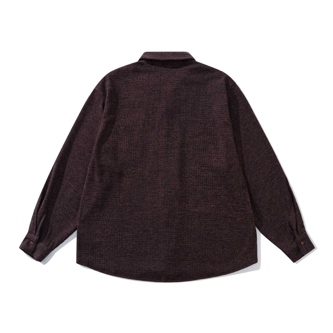 Unisex strukturierte Strick-Hemdjacke mit Kentkragen und aufgesetzter Brusttasche Shop Nory