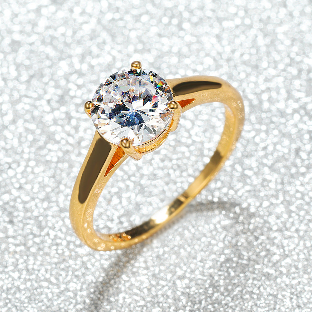 Damen Ring mit funkelndem Solitärstein in eleganter Zirkonia-Fassung Shop Nory