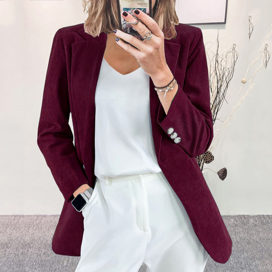 Damen Cordblazer im Oversized-Schnitt mit Revers und Schmuckknöpfen Shop Nory