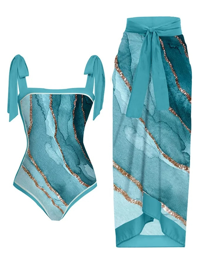 Damen Bademode-Set mit stilvollem Wickelrock Shopnory