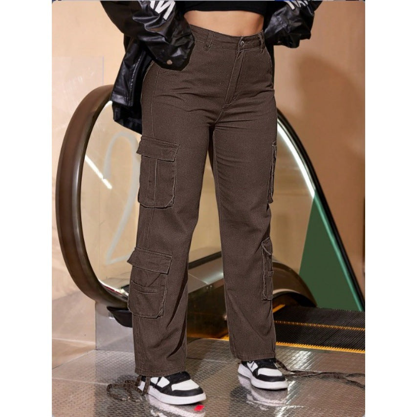 Damen Utility-Cargo-Chino mit Mehrfach-Pattentaschen und Kordelzugsaum Shop Nory