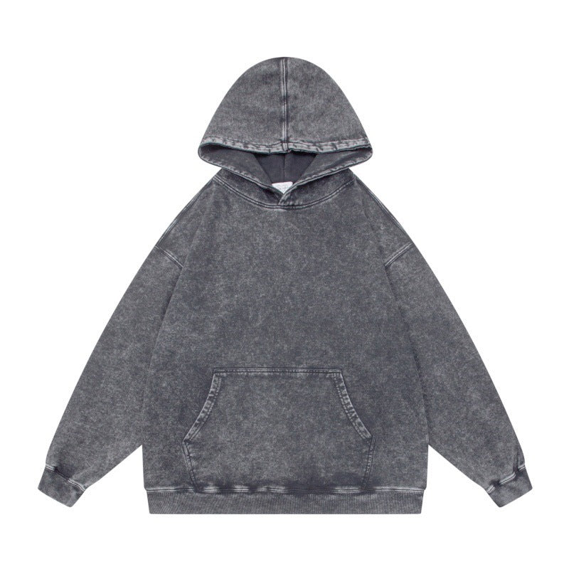Unisex Oversize-Kapuzenpullover im Acid-Wash mit Kängurutasche und Raglanärmeln Shop Nory