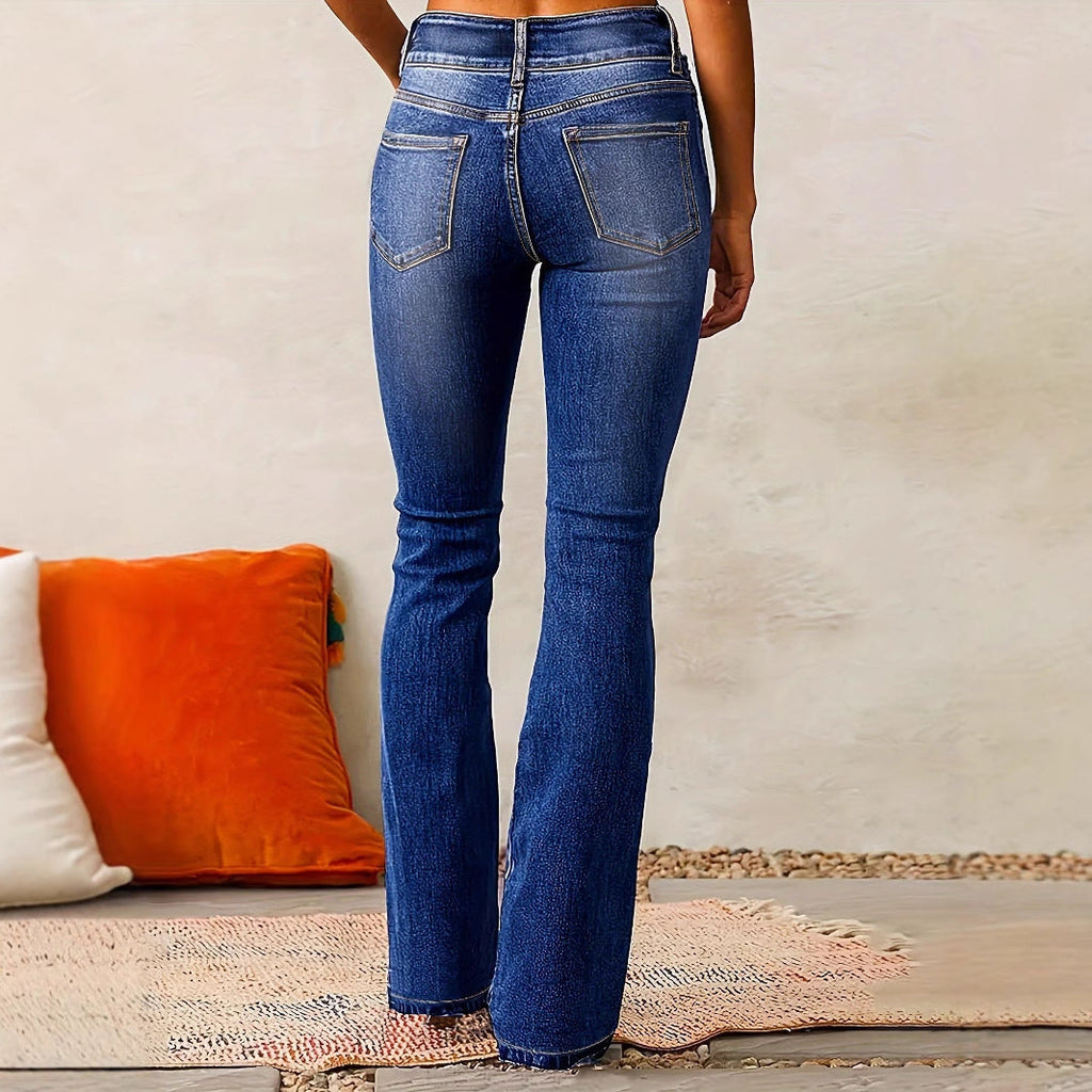 Damen Bootcut Jeans mit hohem Bund und modernem Waschung