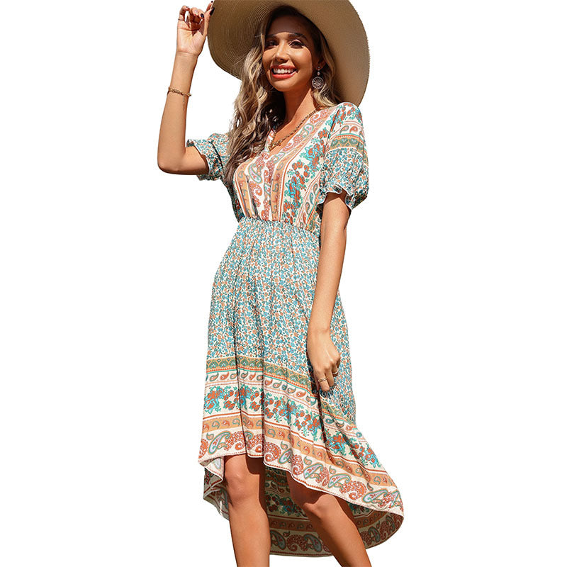 Damen Leichtes Midikleid mit Paisley‑Print, elastischer Taillenpartie und asymmetrischem Saum Shop Nory