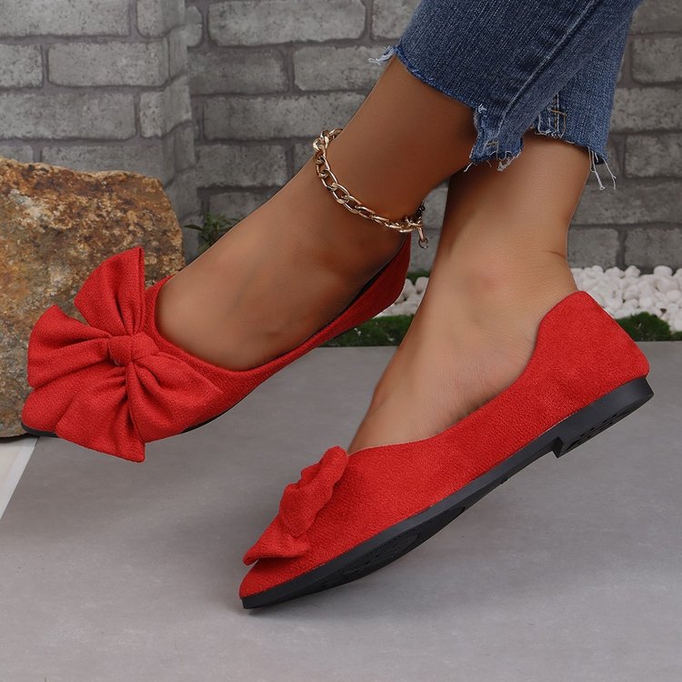 Damen Ballerinas mit dekorativem Schleifen-Design und spitzem Zehenbereich