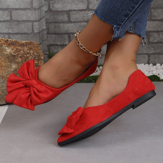 Damen Ballerinas mit dekorativem Schleifen-Design und spitzem Zehenbereich