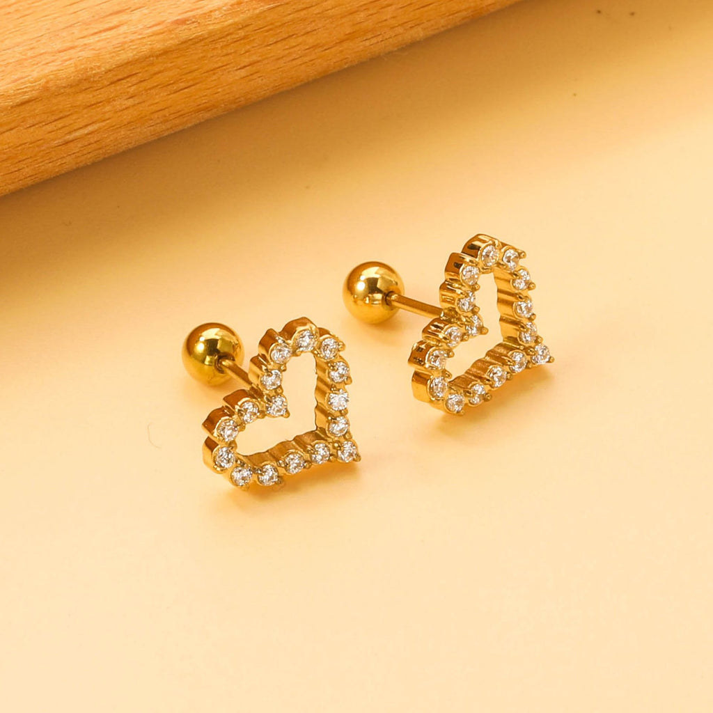 Damen Ohrstecker mit herzförmigem Design und funkelnden Kristallen Shop Nory