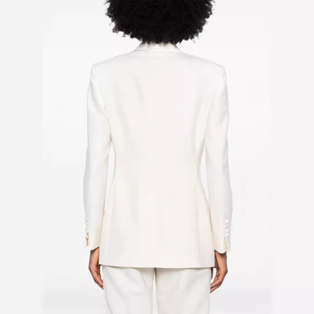 Damen Doppelreihiges Longblazer‑Hosenanzug mit Marlene‑Weitbeinhose und schlanker Silhouette Shop Nory