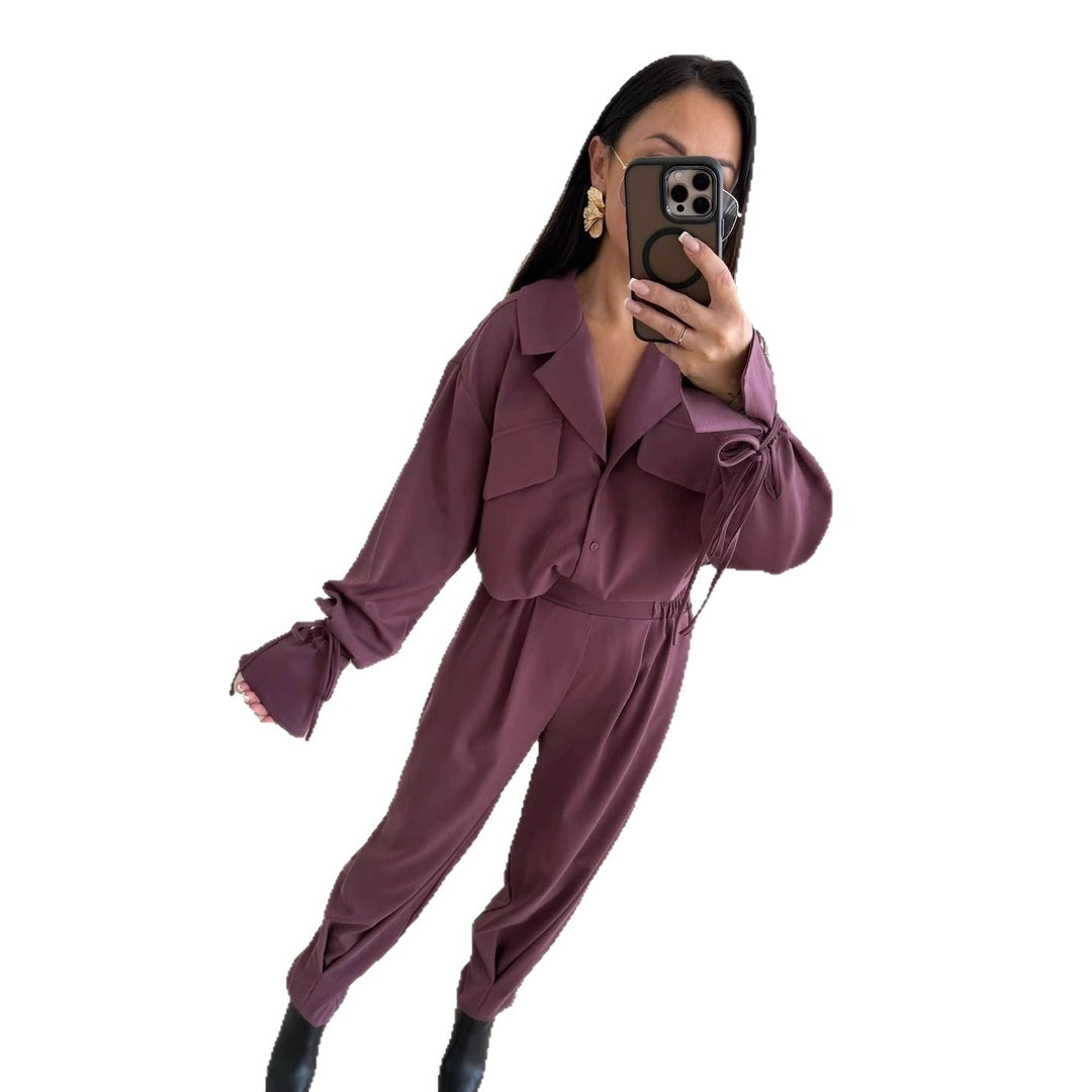 Damen Zweiteiliges Loungewear-Set mit Oversized-Bluse, Pattentaschen, Kordelmanschetten und hochtaillierter Jogpant Shop Nory