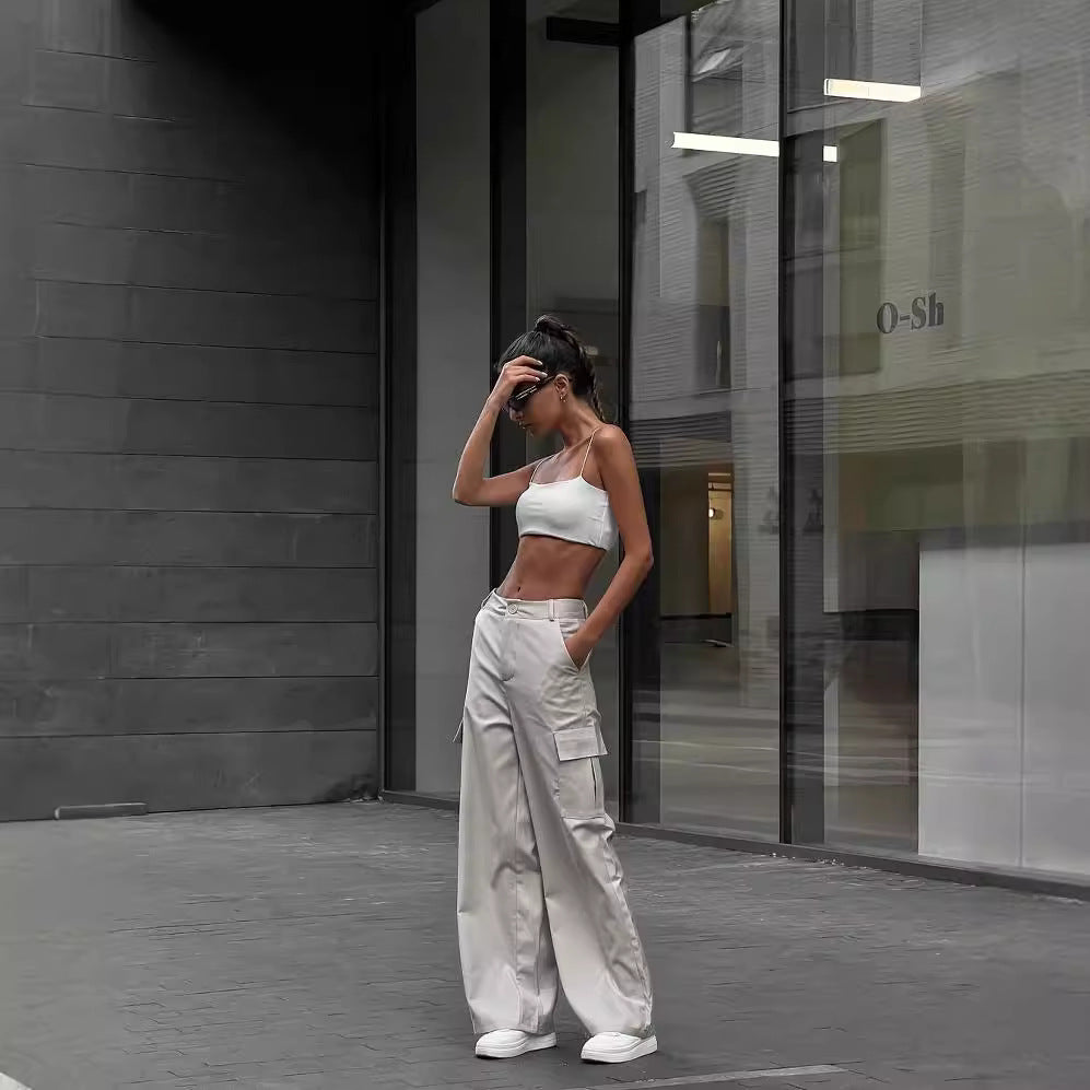 Damen Weite High-Waist Cargo-Hose mit Oversized-Silhouette und Klappentaschen Shop Nory