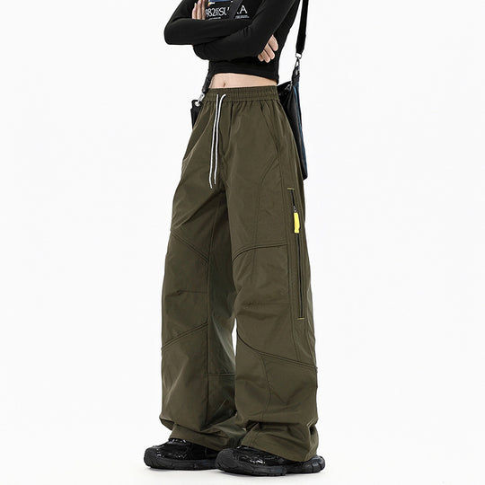 Damen Weite Utility-Cargohose mit elastischem Bund und Reißverschlusstaschen Shop Nory