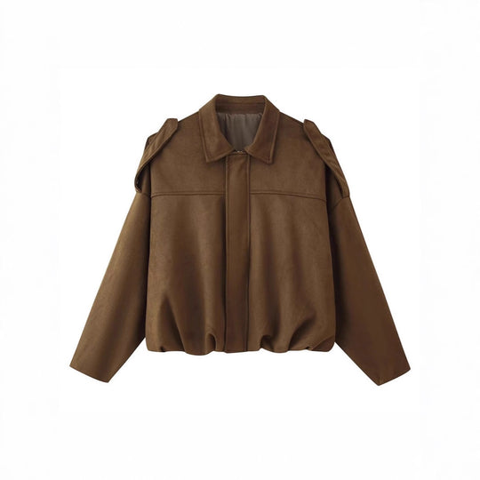 Damen Kurzgeschnittene Oversize Blousonjacke mit Schulterklappen Shop Nory