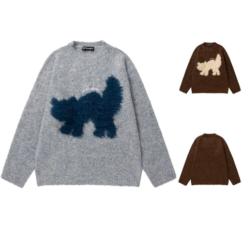Damen Gemütlicher Pullover mit Effektgarn und Tiermotiv Shop Nory