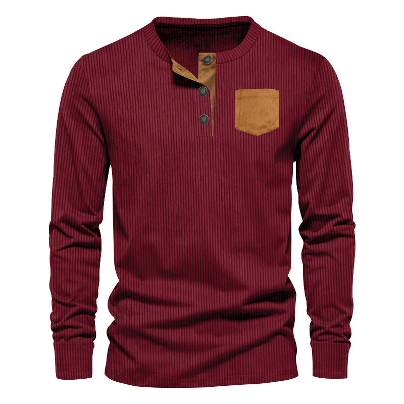 Herren Rippenfeinstrick Langarmshirt mit Slim‑Fit und Stehkragen Shop Nory