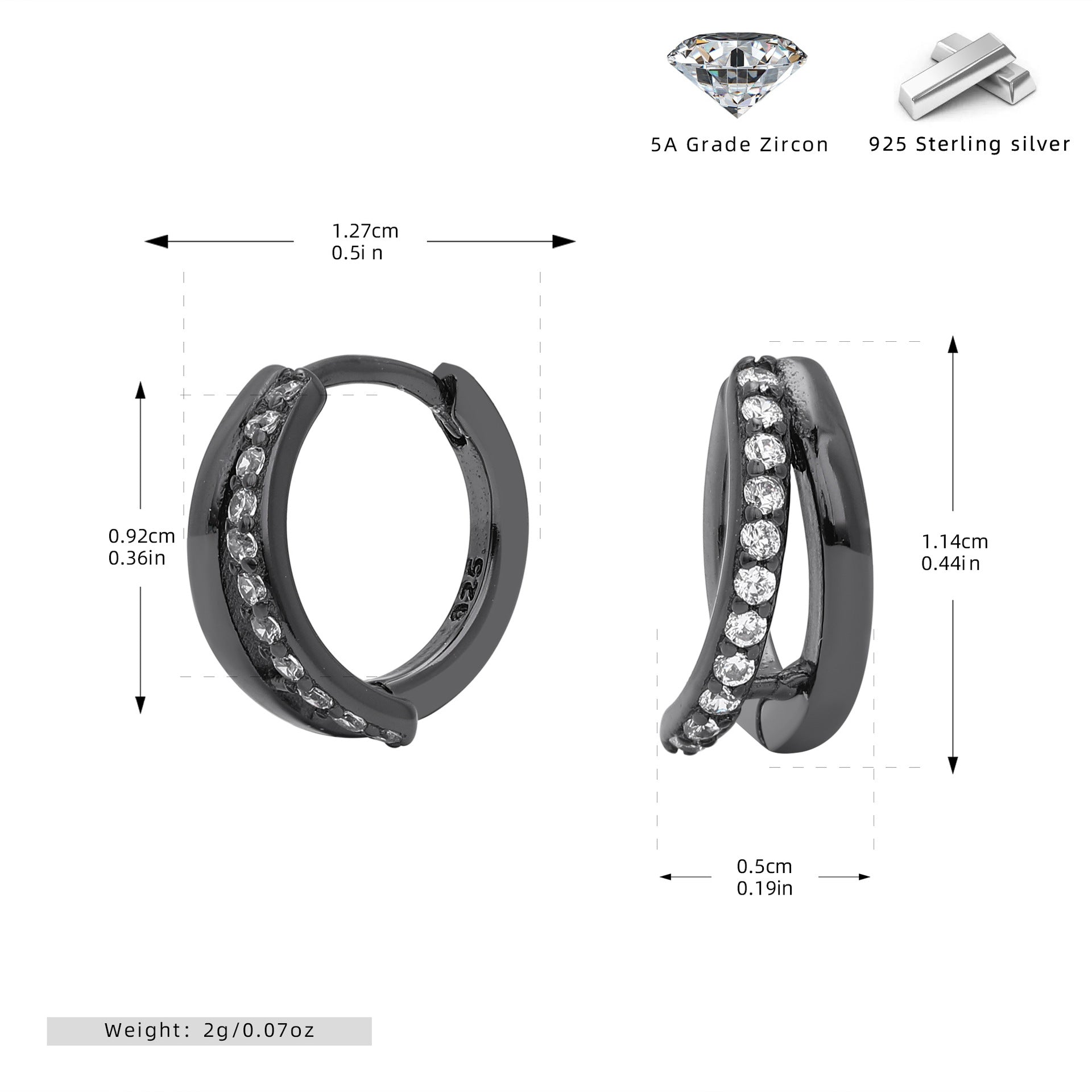 Damen Ohrstecker mit funkelnden Zirkon-Elementen in hochwertiger 925 Sterling Silber-Fassung Shop Nory