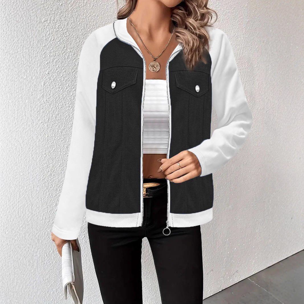 Damen Kapuzen‑Sweatjacke mit Jeansoptik‑Front, Brustklappen und Reißverschluss Shop Nory
