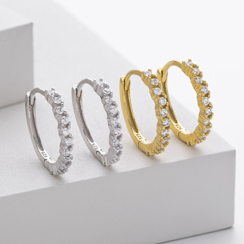 Damen Creolen mit luxuriösem Zirkonbesatz aus 925 Sterling Silber Shop Nory
