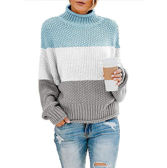 Damen grobstrick Rollkragenpullover mit Oversize-Schnitt und Blockstreifen-Optik Shop Nory