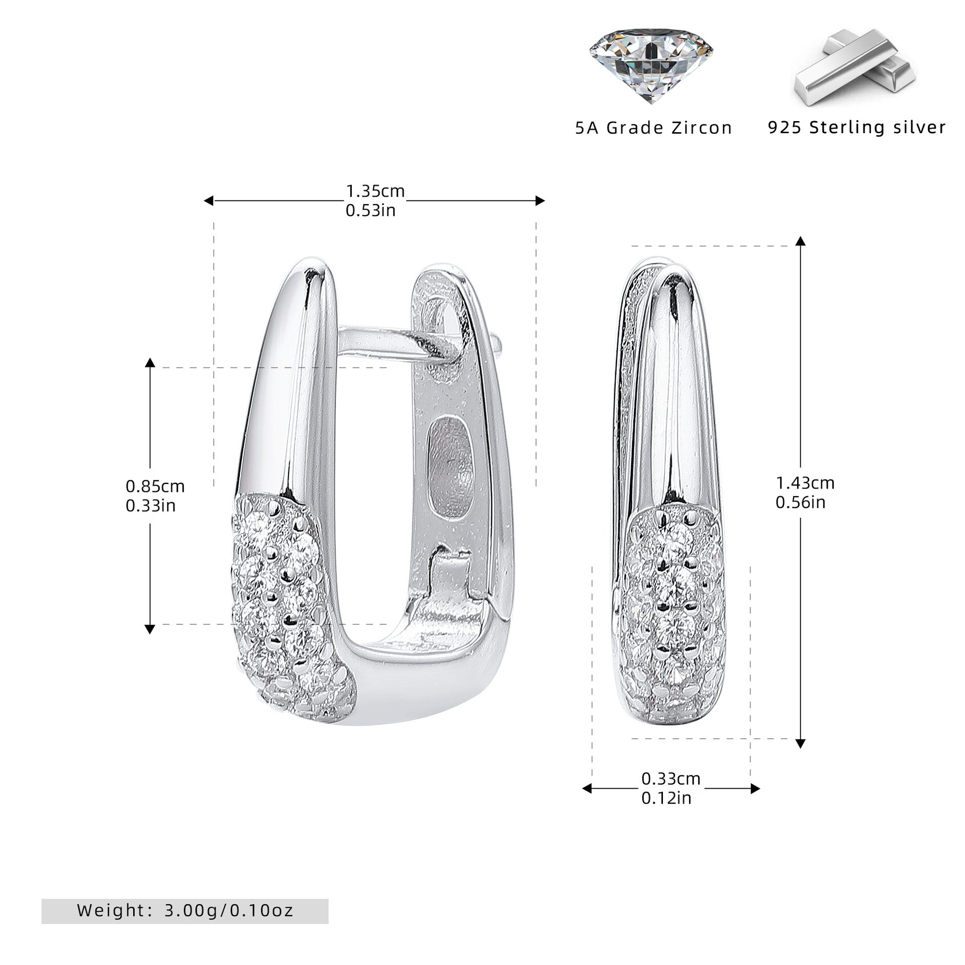 Damen Ohrhänger mit luxuriösem Zirkonbesatz aus hochwertigem 925 Sterling Silber Shop Nory