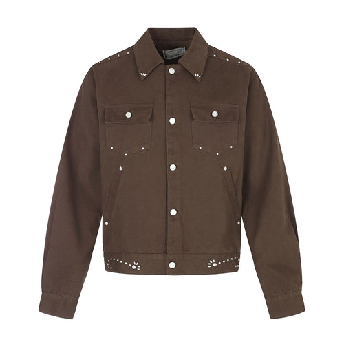 Damen Kurz geschnittene Western-inspirierte Blousonjacke mit Nietenapplikation Shop Nory