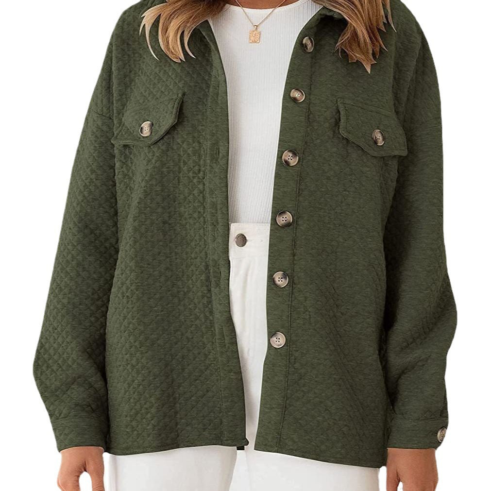 Damen Stepp Übergangshemdjacke mit Oversize Schnitt Brustpatten und Knopfleiste Shop Nory