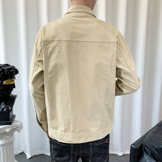 Herren Cordjacke im Worker‑Blouson‑Stil mit Metallknopf‑Verschluss und aufgesetzten Taschen Shop Nory