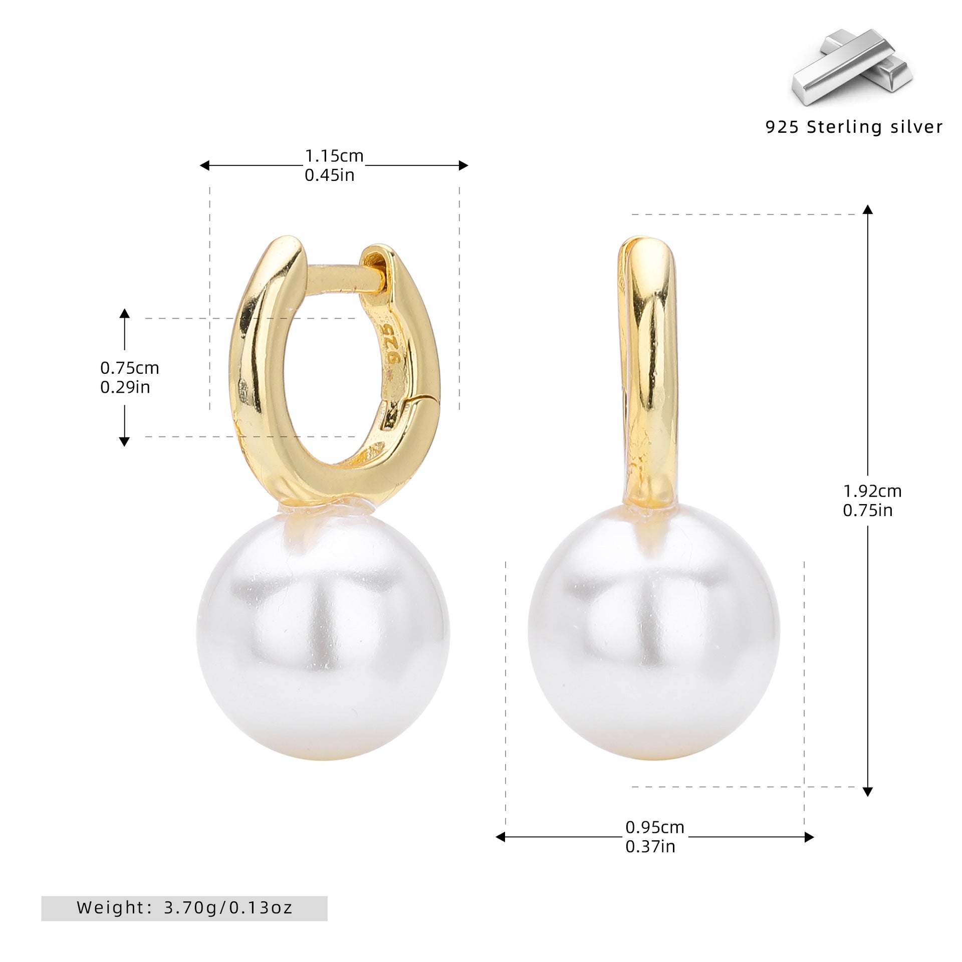 Damen Ohrhänger mit eleganten Perlen und hochwertigem 925 Sterling Silber Shop Nory