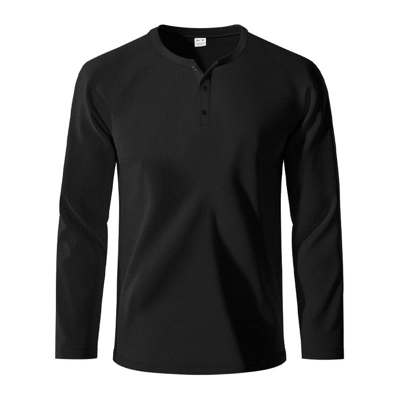 Herren Langarm-Henley-Shirt aus atmungsaktivem Strukturstoff