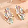 Damen Ohrclips mit kunstvollem, bunten Muscheldesign Shop Nory