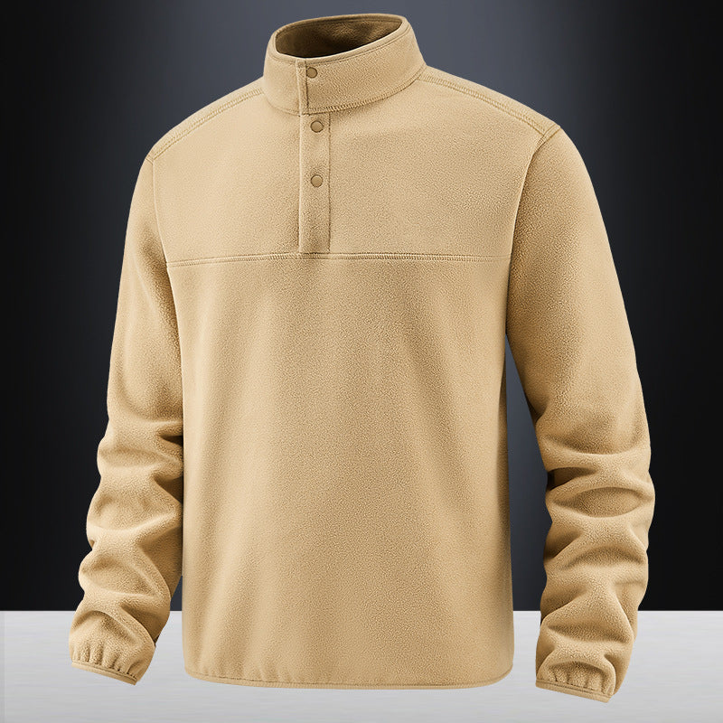 Herren Fleece-Pullover mit Stehkragen und Druckknopf-Leiste für wärmende Zwischenschicht Shop Nory