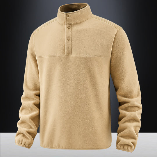 Herren Fleece-Pullover mit Stehkragen und Druckknopf-Leiste für wärmende Zwischenschicht Shop Nory