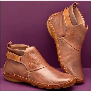 Damen Weiche Leder‑Stiefelette mit Klettverschluss, ergonomischer Laufsohle und gepolstertem Fußbett Shop Nory