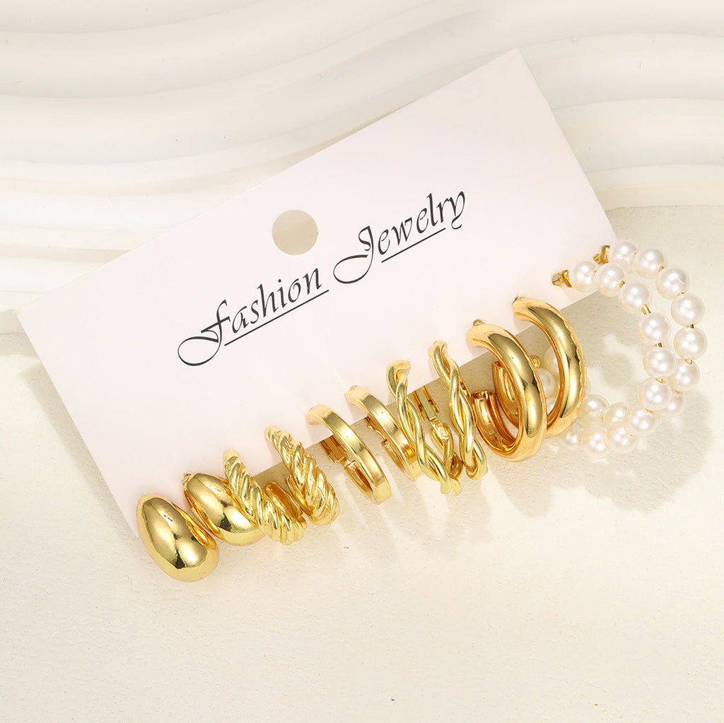 Damen Ohrstecker-Set mit eleganten Gold- und Perlenakzenten Shop Nory