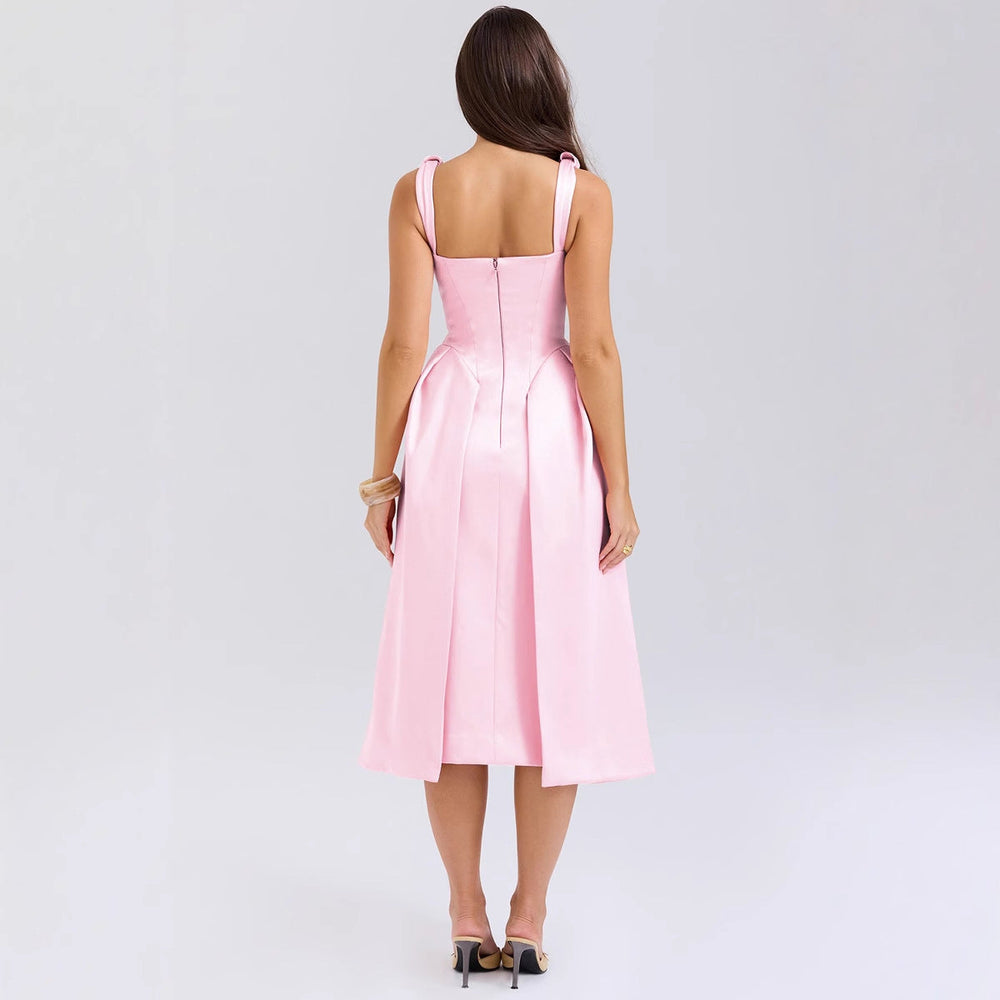 Damen Maxikleid mit elegantem V-Ausschnitt und strukturiertem Rock Shopnory