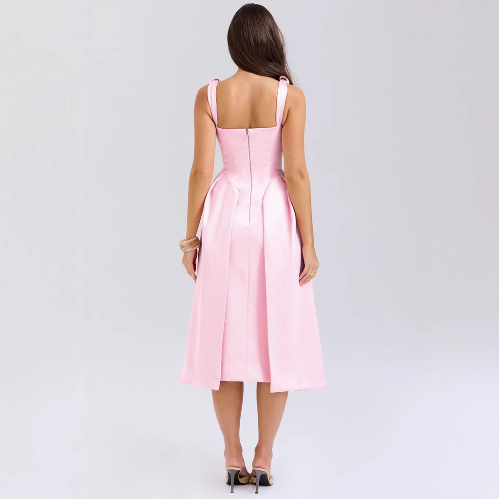 Damen Maxikleid mit elegantem V-Ausschnitt und strukturiertem Rock Shopnory