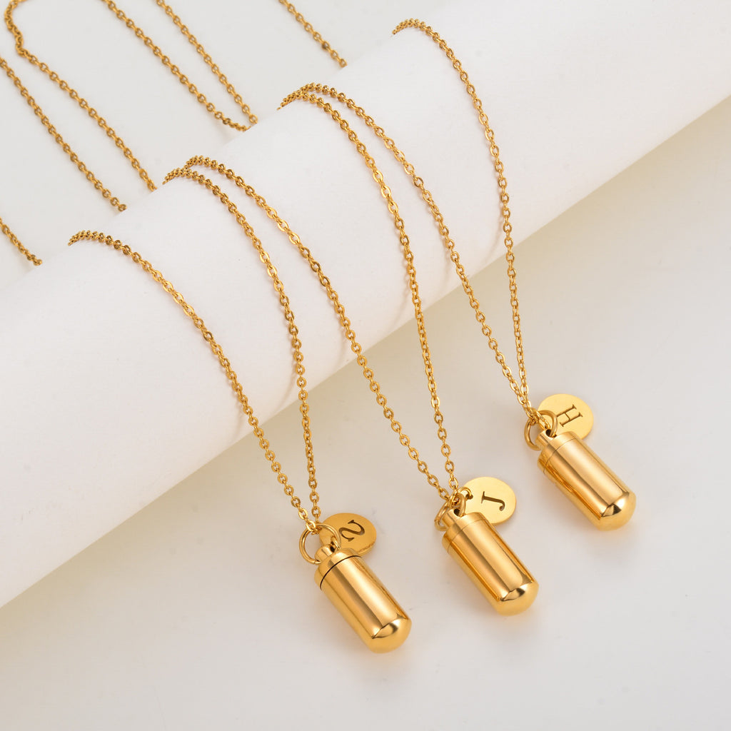 Damen personalisierte Kapsel-Halskette aus Edelstahl Shop Nory