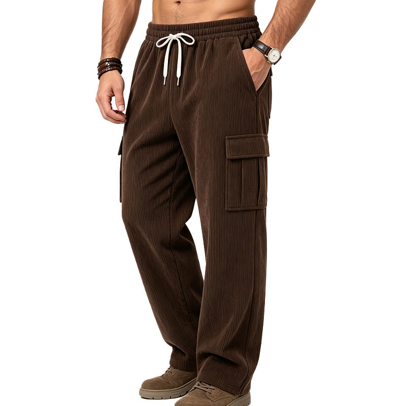 Herren Lässige Cord-Cargo-Hose mit elastischem Bund und Kordelzug Shop Nory