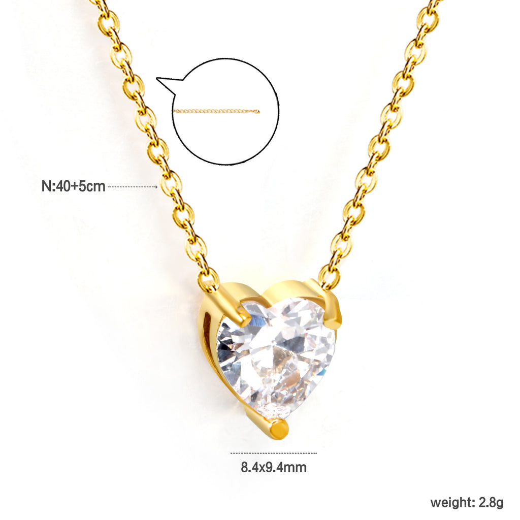 Damen Halskette mit herzförmigem Kristallanhänger und verstellbarer Kette Shop Nory