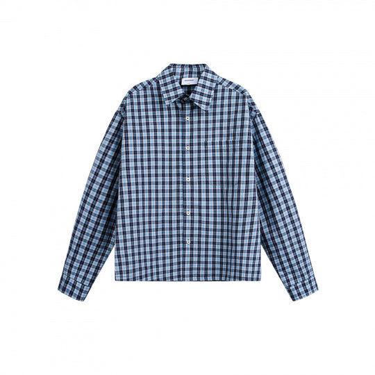 Unisex Kariertes Overshirt im Boxy‑Schnitt mit durchgehender Knopfleiste und Brusttasche Shop Nory