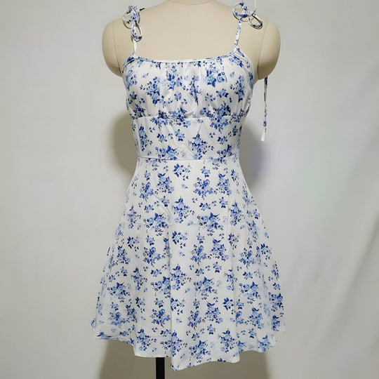 Damen Sommerliches Blümchenkleid mit verstellbaren Spaghettiträgern