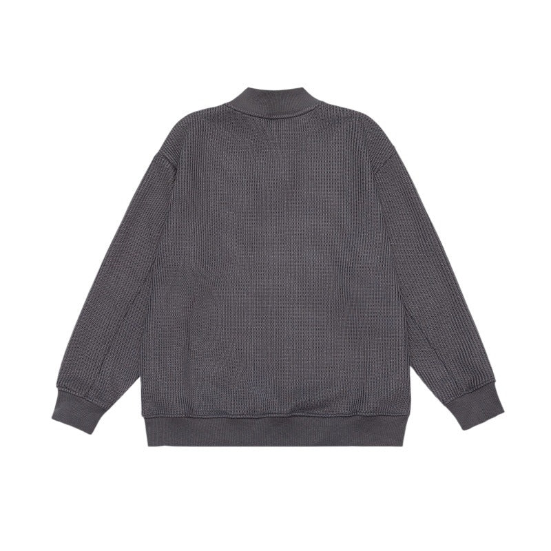 Unisex Feinstrukturiertes Mockneck-Sweatshirt mit Halbzip und eingearbeiteter Hemdblende Shop Nory