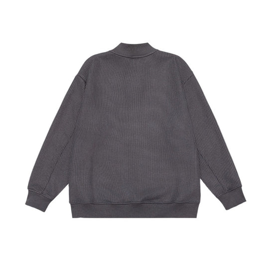 Unisex Feinstrukturiertes Mockneck-Sweatshirt mit Halbzip und eingearbeiteter Hemdblende Shop Nory