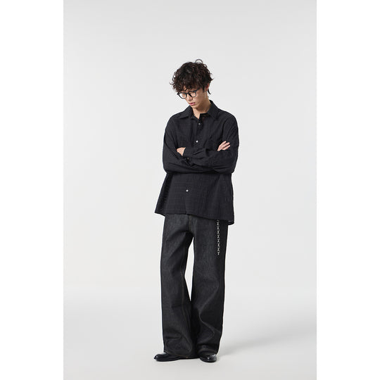 Herren Oversize Baumwoll-Leinen-Gauze-Hemd mit Brusttasche und Kentkragen Shop Nory