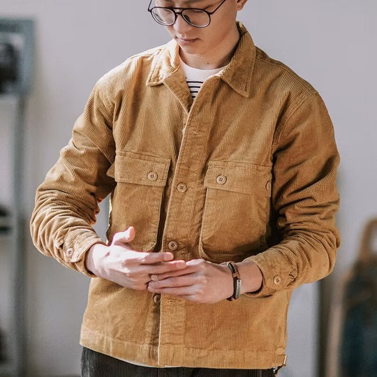 Herren Robustes Kord-Overshirt im Worker-Look mit aufgesetzten Pattentaschen Shop Nory
