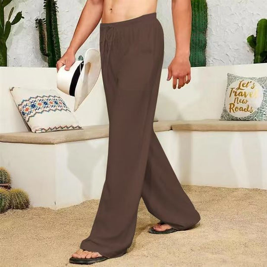 Herren weite Leinenhose mit Tunnelzug, aufgesetzten Seitentaschen und Relaxed-Fit Shop Nory