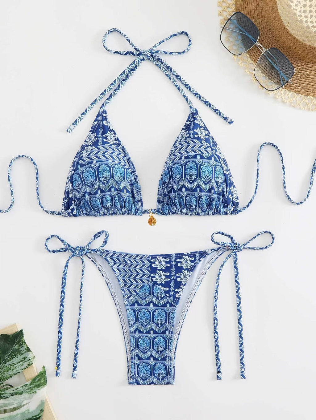 Damen Triangel-Bikini-Set mit verspieltem Blumenmuster