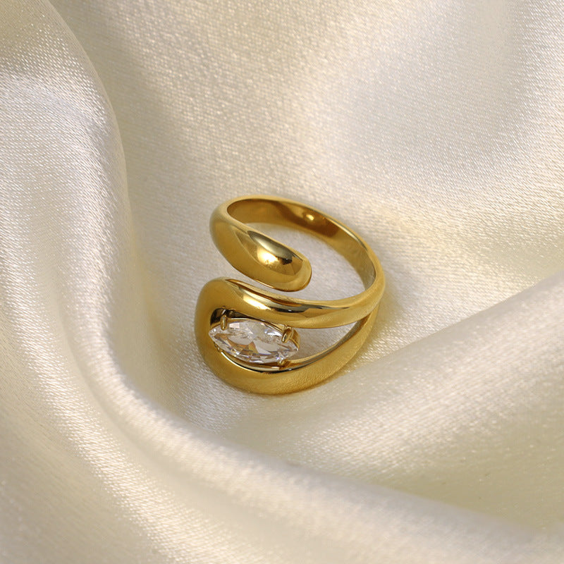 Damen Offener Spiralring mit funkelndem Stein Shop Nory