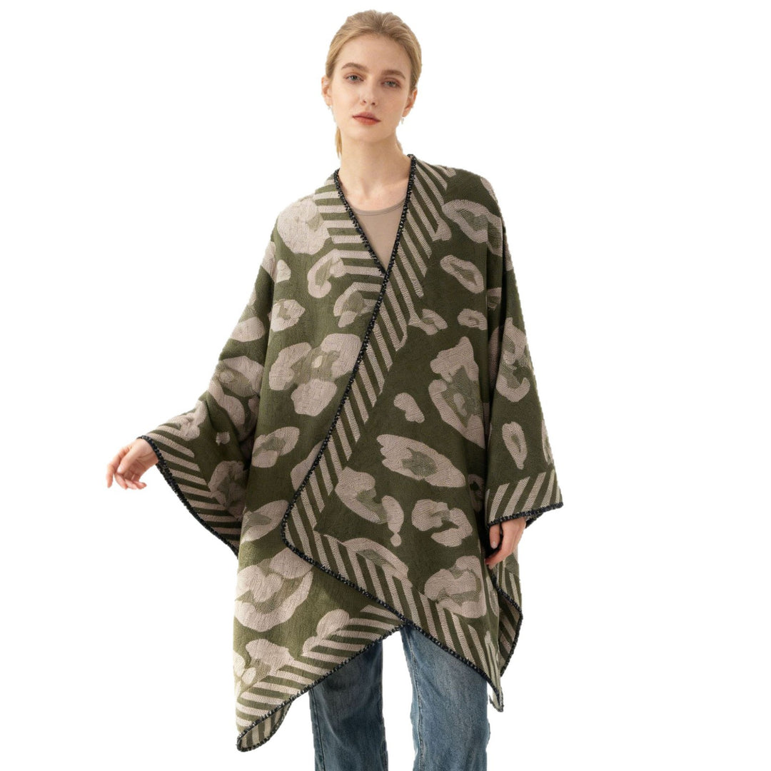 Damen Strukturierter Jacquard‑Capeponcho im Oversize‑Fall mit kontrastierter Kettelkante Shop Nory