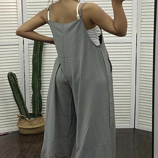 Damen Lässiger Jumpsuit mit weitem Bein und praktischen Taschen