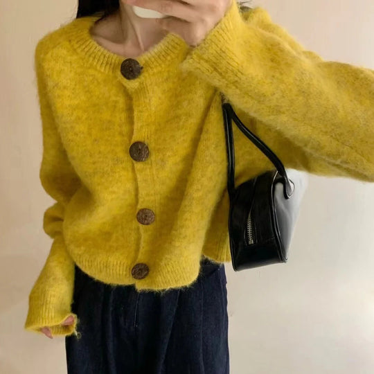 Damen Modische Strickjacke mit Knöpfen Shop Nory